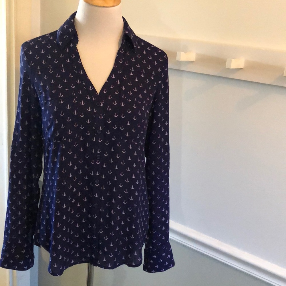 Express Portofino Navy Anchor Blouse XS